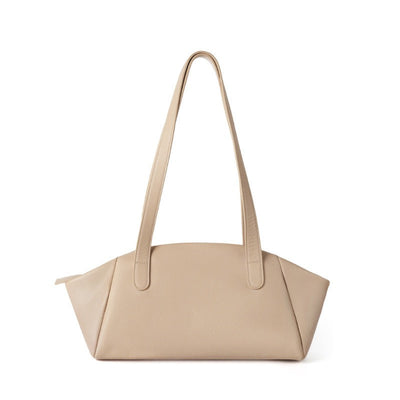 Women’s Genuine Leather Winged Pleated Tote – Minimalist Large Capacity Commuter Bag