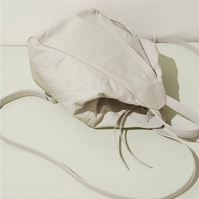 Women’s Genuine Leather Niche Pleated Convertible Backpack