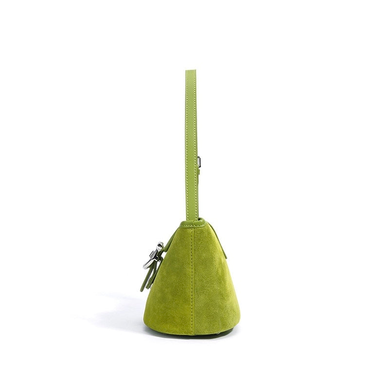 Women’s Matte Genuine Leather Colorblock Handheld Crossbody Bag