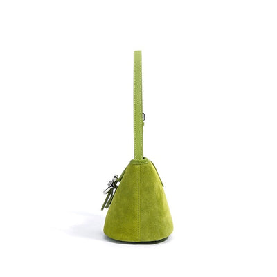 Women’s Matte Genuine Leather Colorblock Handheld Crossbody Bag
