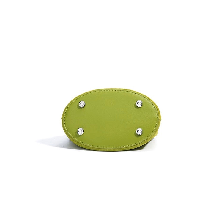 Women’s Matte Genuine Leather Colorblock Handheld Crossbody Bag