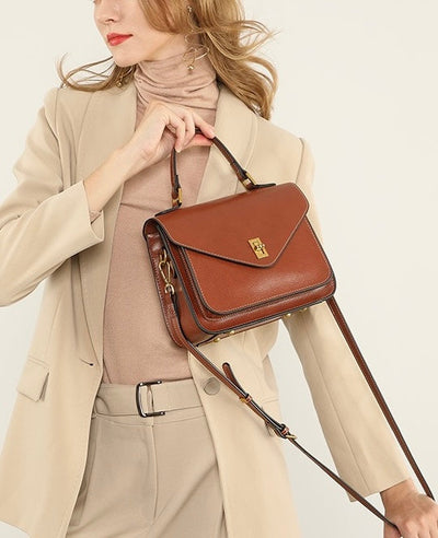 Women’s Genuine Leather Postman Crossbody Shoulder Tote Bag in Elegant