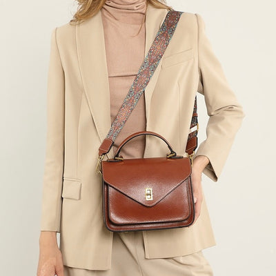 Women’s Genuine Leather Postman Crossbody Shoulder Tote Bag in Elegant