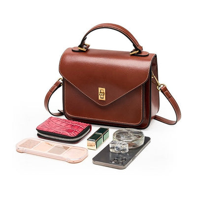 Women’s Genuine Leather Postman Crossbody Shoulder Tote Bag in Elegant
