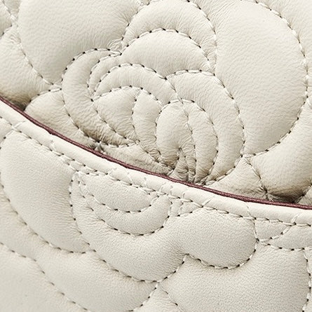 Women’s Genuine Sheepskin Quilted Camellia Chain Crossbody Bag