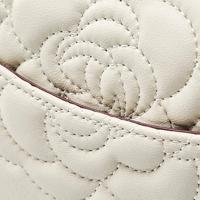 Women’s Genuine Sheepskin Quilted Camellia Chain Crossbody Bag