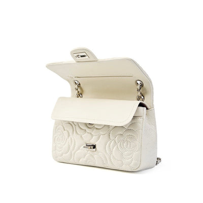 Women’s Genuine Sheepskin Quilted Camellia Chain Crossbody Bag