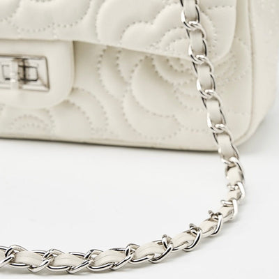Women’s Genuine Sheepskin Quilted Camellia Chain Crossbody Bag