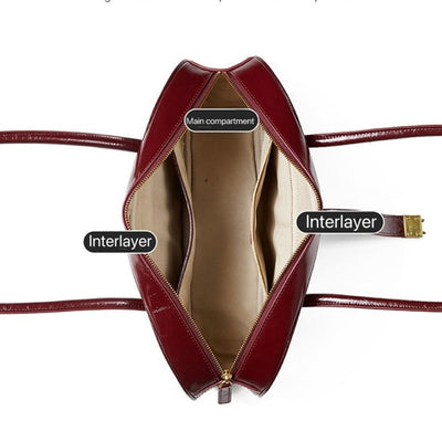 Women's Top Grain Cowhide Single Shoulder Handheld Baguette Bag