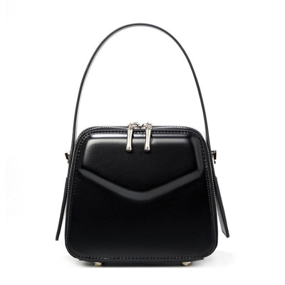 Women's Trapezoidal Ear Genuine Leather Handheld Shoulder Bag