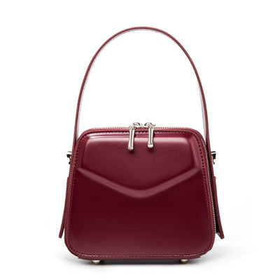 Women's Trapezoidal Ear Genuine Leather Handheld Shoulder Bag