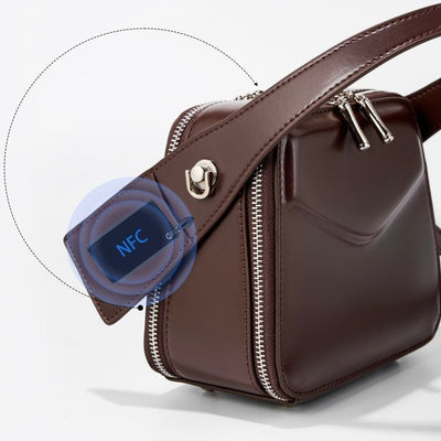 Women's Trapezoidal Ear Genuine Leather Handheld Shoulder Bag