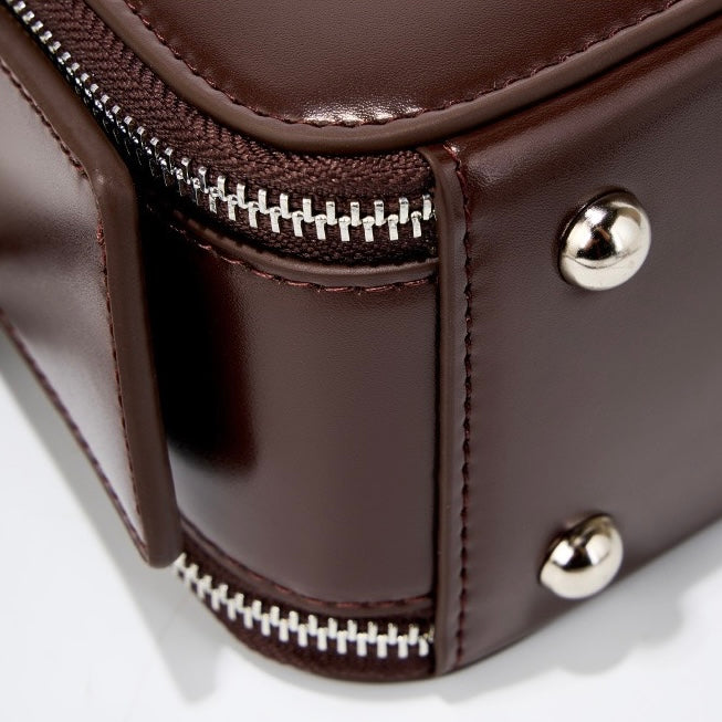 Women's Trapezoidal Ear Genuine Leather Handheld Shoulder Bag