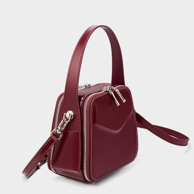 Women's Trapezoidal Ear Genuine Leather Handheld Shoulder Bag