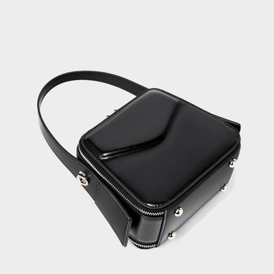 Women's Trapezoidal Ear Genuine Leather Handheld Shoulder Bag