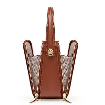 Stylish Genuine Leather Boxy Handheld Crossbody Bag for Women
