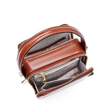 Stylish Genuine Leather Boxy Handheld Crossbody Bag for Women