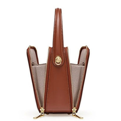 Stylish Genuine Leather Boxy Handheld Crossbody Bag for Women