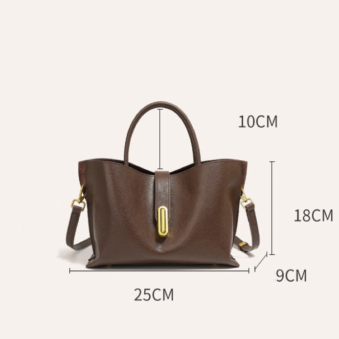 Genuine Cowhide Niche Commuter Tote for Women (Crossbody Option)