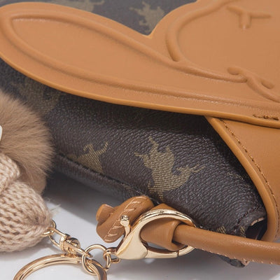 Vintage Print Rabbit Flip Top Small Crossbody Women Phone Bag