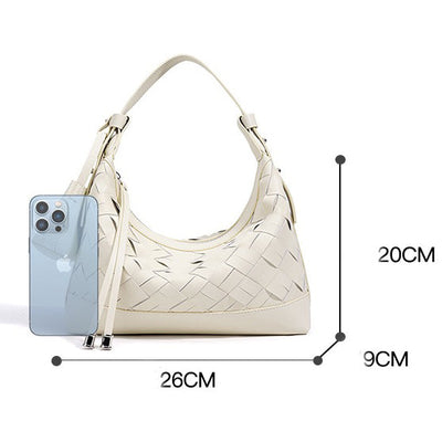 Women’s Genuine Leather Woven Dumpling Shoulder & Crossbody Bag