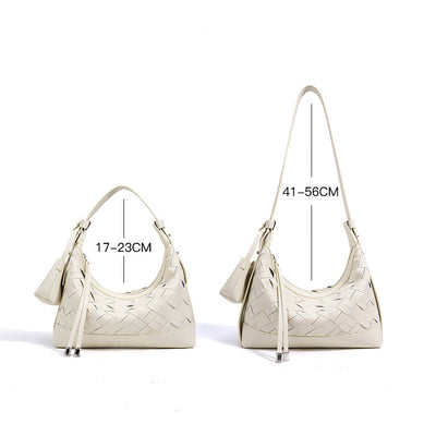 Women’s Genuine Leather Woven Dumpling Shoulder & Crossbody Bag