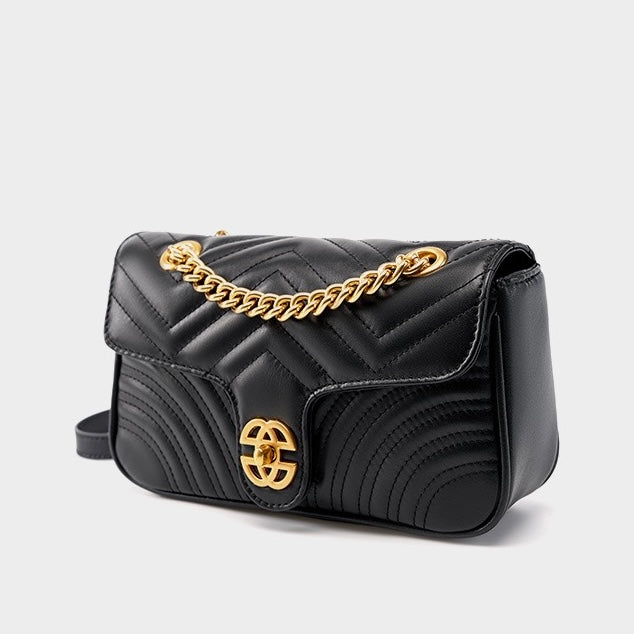 Women's Genuine Leather Love Diamond Chain Crossbody Bag