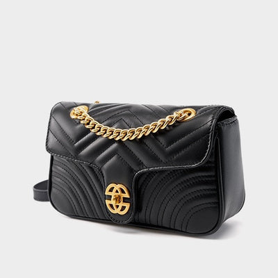 Women's Genuine Leather Love Diamond Chain Crossbody Bag