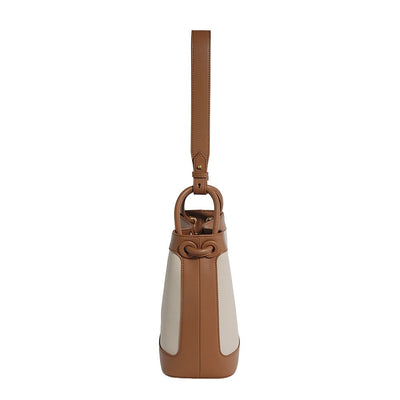 Women's Premium Genuine Leather Crossbody Handheld Commuting Bucket Bag