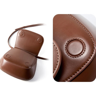 Women’s Genuine Leather Chic Crossbody Saddle Bucket Bag