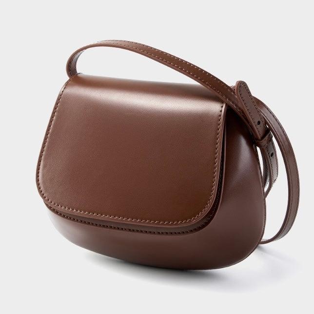 Women’s Genuine Leather Chic Crossbody Saddle Bucket Bag