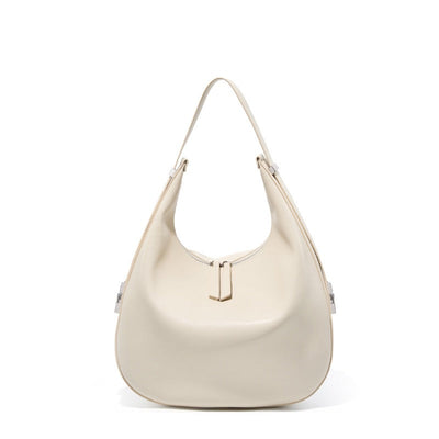 Minimalist Design Genuine Leather Crescent Underarm Shoulder Handbag