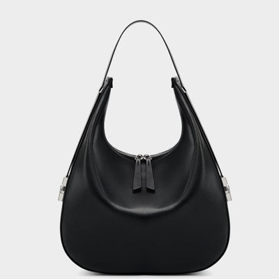 Minimalist Design Genuine Leather Crescent Underarm Shoulder Handbag