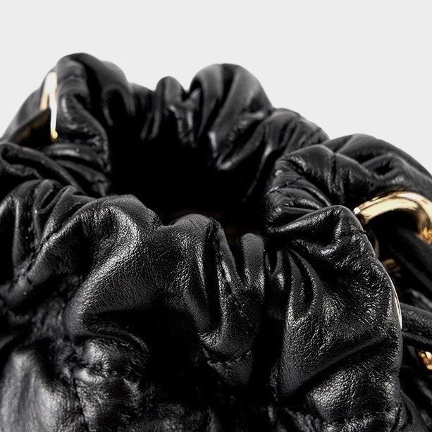 Women’s Genuine Leather Chic Bucket Bag with Chain Strap