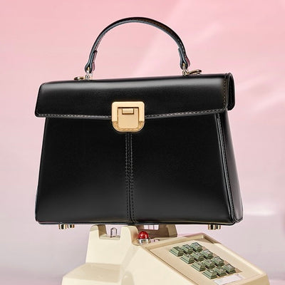 Women’s Genuine Leather Horseshoe Buckle Handbag