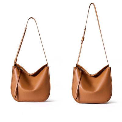 Women’s Genuine Leather Soft Tote Bag in Lazy Chic Style with Large Capacity
