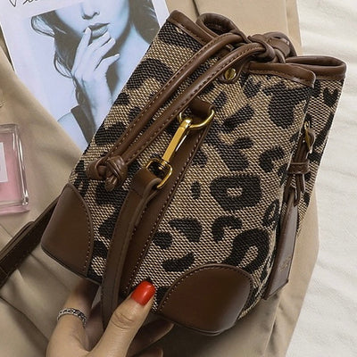 Women's Spring Summer Fashion Canvas Bucket Crossbody Shoulder Bag
