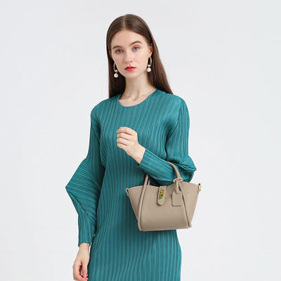 Women’s Genuine Leather Petite Basket Top Handle Bag