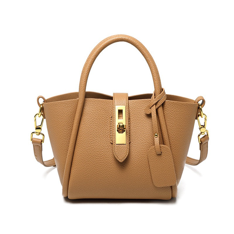Women’s Genuine Leather Petite Basket Top Handle Bag
