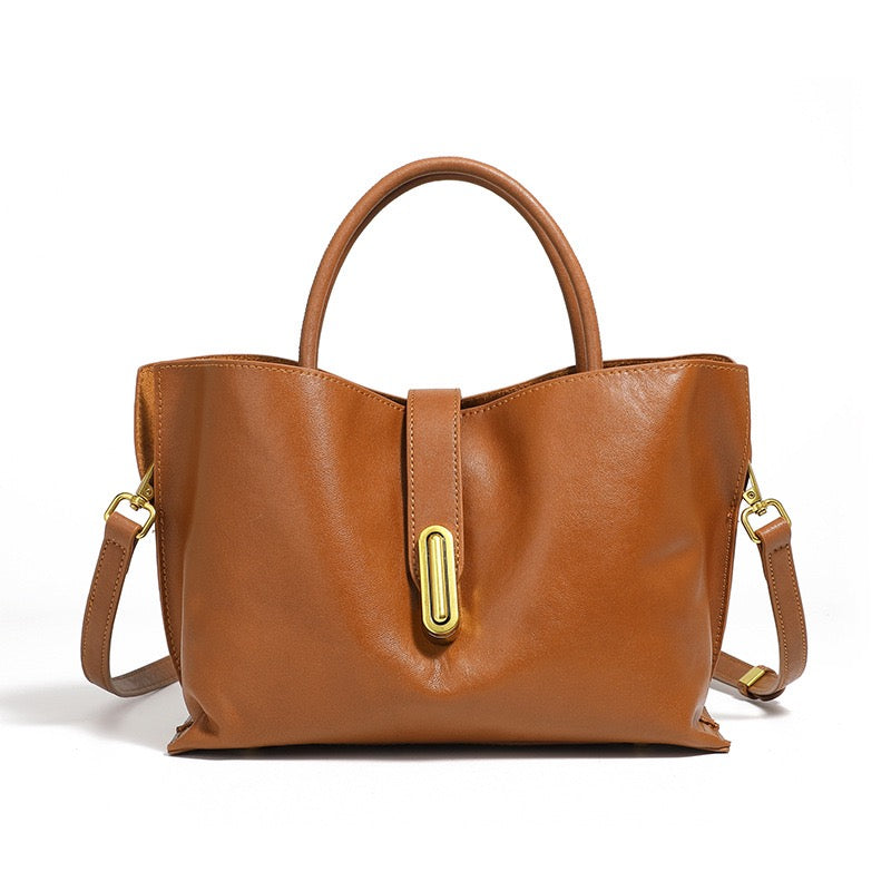 Genuine Cowhide Niche Commuter Tote for Women (Crossbody Option)
