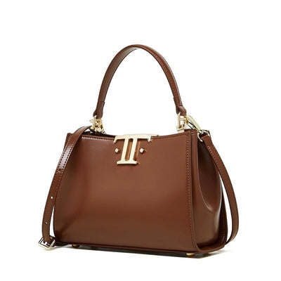 Women’s Genuine Leather Mini Commuter Tote – Dual Clasp Edition