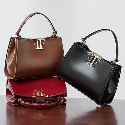 Women’s Genuine Leather Mini Commuter Tote – Dual Clasp Edition