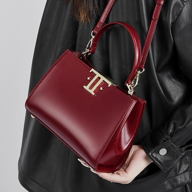 Women’s Genuine Leather Mini Commuter Tote – Dual Clasp Edition