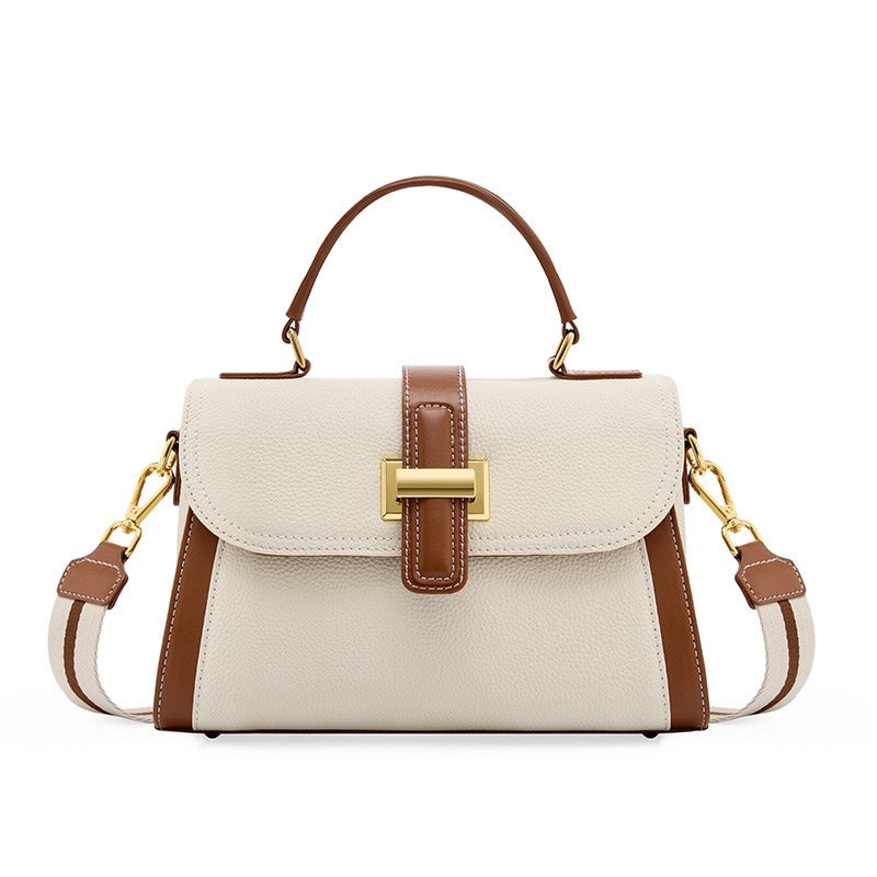 Women’s Genuine Leather Structured Top Handle Crossbody Bag in Luxe Minimalist Style
