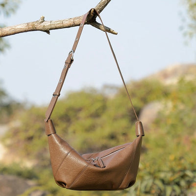 Luxury Women's Genuine Leather Croissant Crossbody Shoulder Dumpling Bag