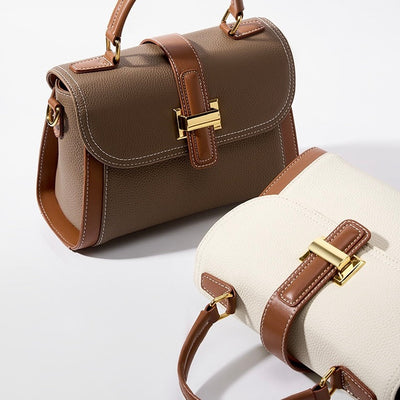 Women’s Genuine Leather Structured Top Handle Crossbody Bag in Luxe Minimalist Style