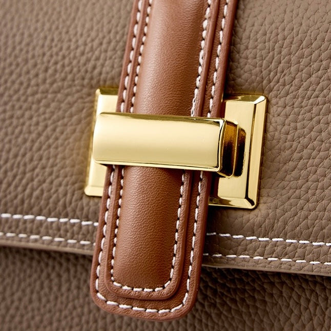 Women’s Genuine Leather Structured Top Handle Crossbody Bag in Luxe Minimalist Style