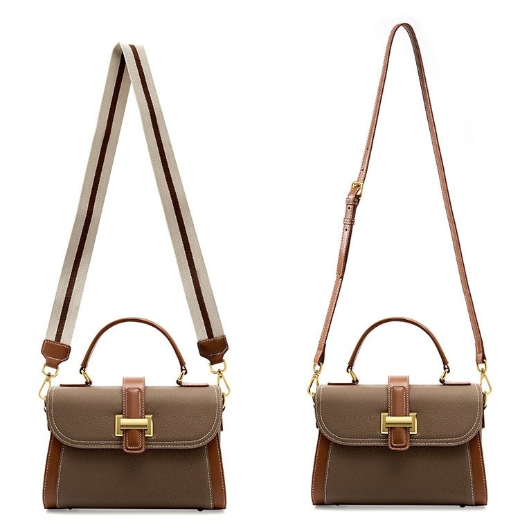 Women’s Genuine Leather Structured Top Handle Crossbody Bag in Luxe Minimalist Style