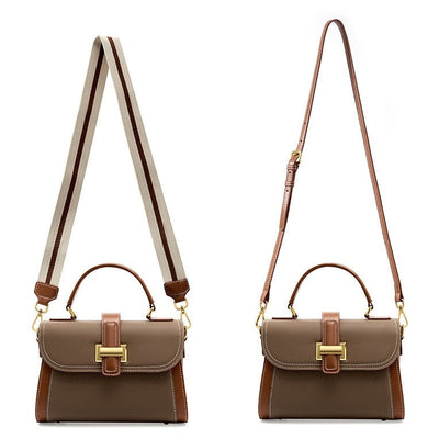 Women’s Genuine Leather Structured Top Handle Crossbody Bag in Luxe Minimalist Style