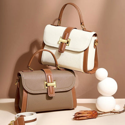 Women’s Genuine Leather Structured Top Handle Crossbody Bag in Luxe Minimalist Style